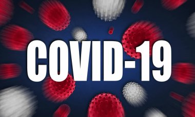 Virüslerin arka planında COVID-19 yazılıydı. Koronavirüs salgını.