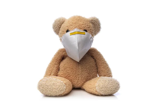 Teddybjörn med skyddande ansiktsmask — Stockfoto