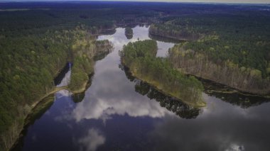 Göller ve ormanlardan kuşbakışı görüntülemek