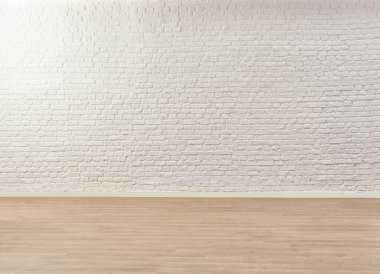 Beyaz tuğla duvar. Yeşil koltuk. İç mekan oturma odası tarzı..