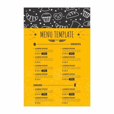 Siyah Sarı Fırın menüsü Vektörü.