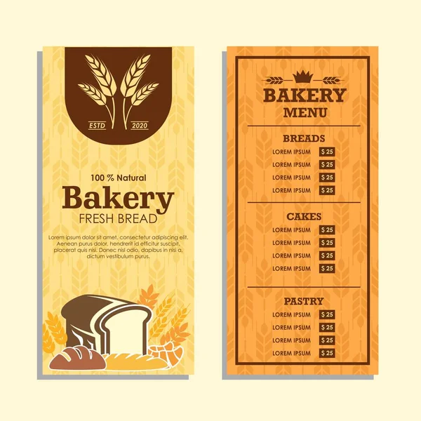 Bäckerei Banner Speisekarte Mit Frischem Brot Vector Eps — Stockvektor