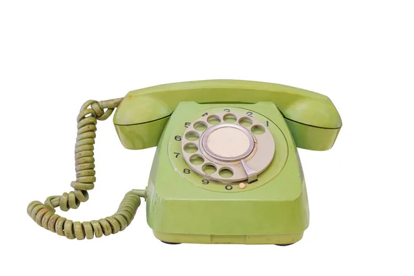 Groene retro telefoon geïsoleerd — Stockfoto