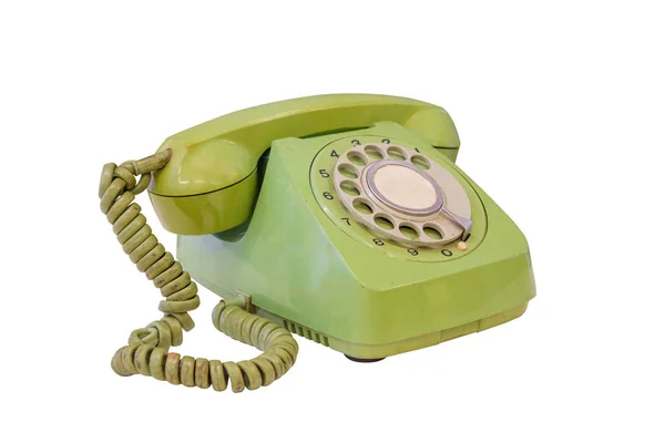 Groene retro telefoon geïsoleerd — Stockfoto