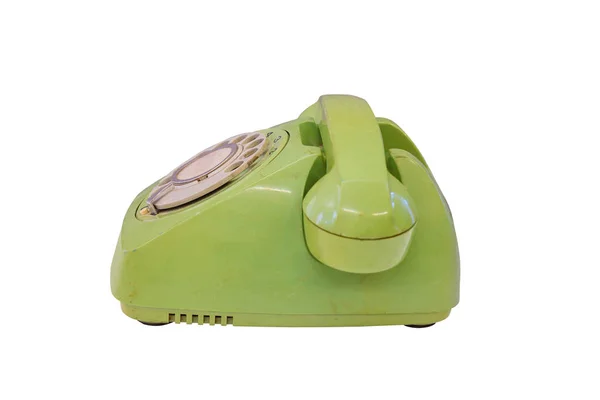 Green retro telephone isolated — Stock Photo, Image