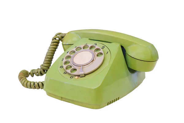 Зелений ретро телефон ізольований — стокове фото