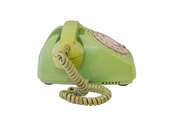 Zelená retro telefon izolované — Stock fotografie