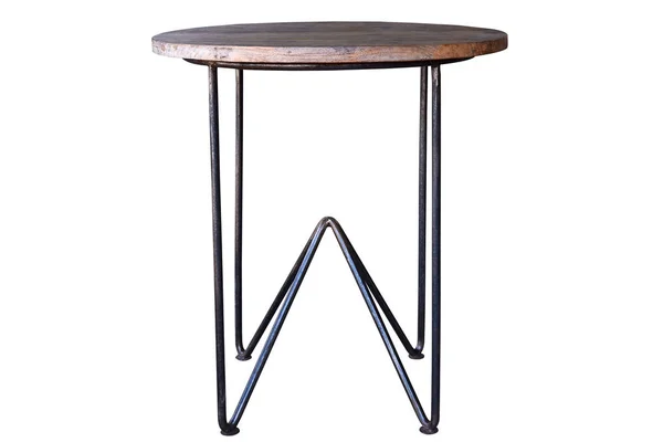 Fából készült asztal acél lábakkal. — Stock Fotó