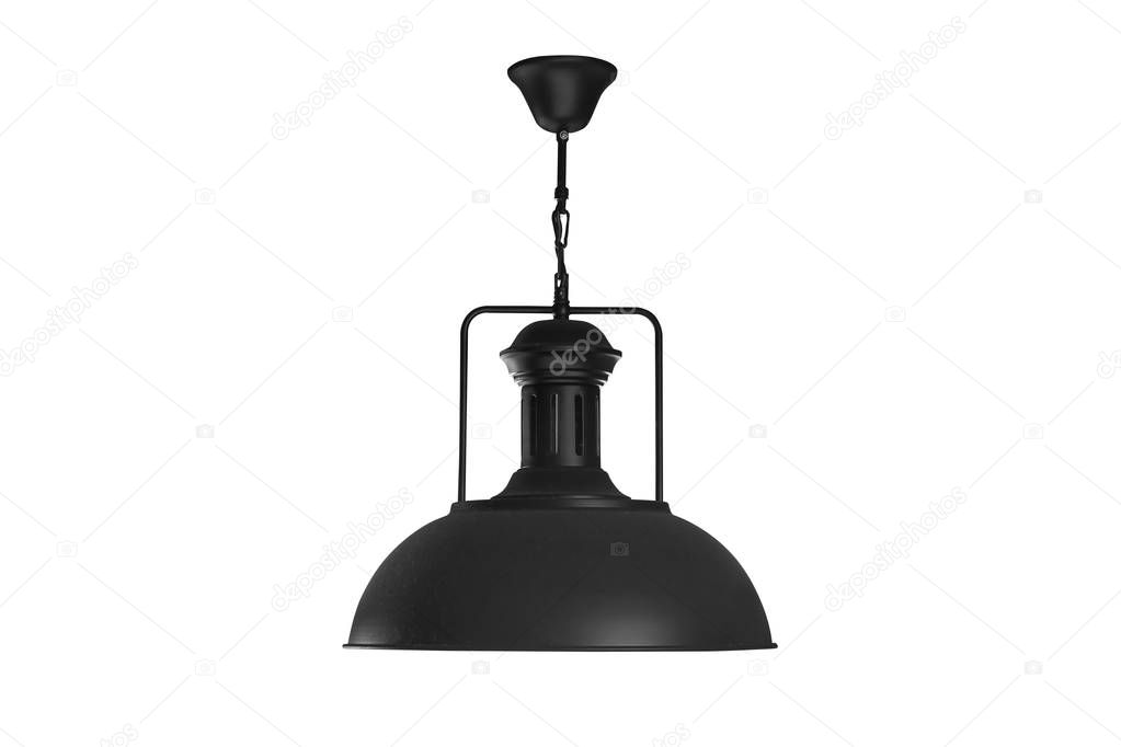 Black hanging lamp isolated.