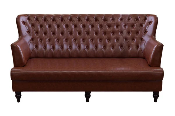 Luksusowe brązowy skórzany sofa. — Zdjęcie stockowe