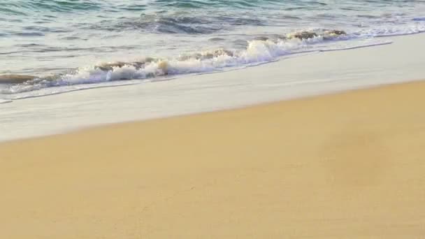 Vågor stänker på sandstranden. — Stockvideo