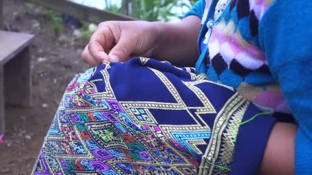 Laos vrouwelijke Borduur patroon. — Stockvideo