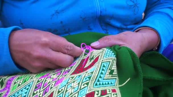 Laos female embroider pattern. — Stock Video