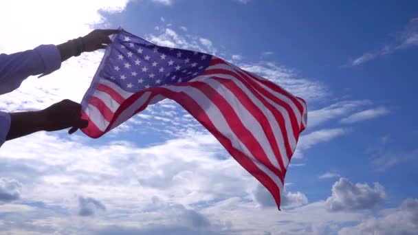 Bandera americana en cámara lenta . — Vídeo de stock