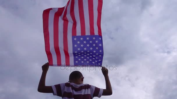 Bandera americana en cámara lenta . — Vídeos de Stock