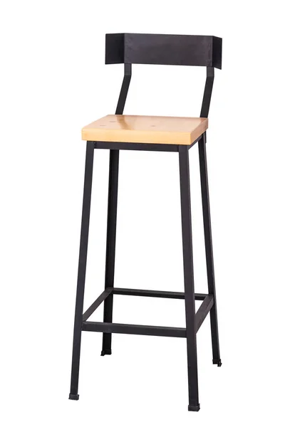 Egyszerű, bár a szék fa acél lábakkal. — Stock Fotó