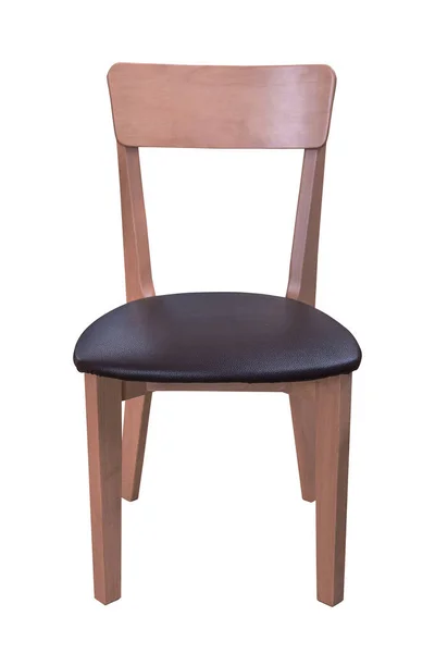 Dřevěná židle s čalouněním kůže — Stock fotografie