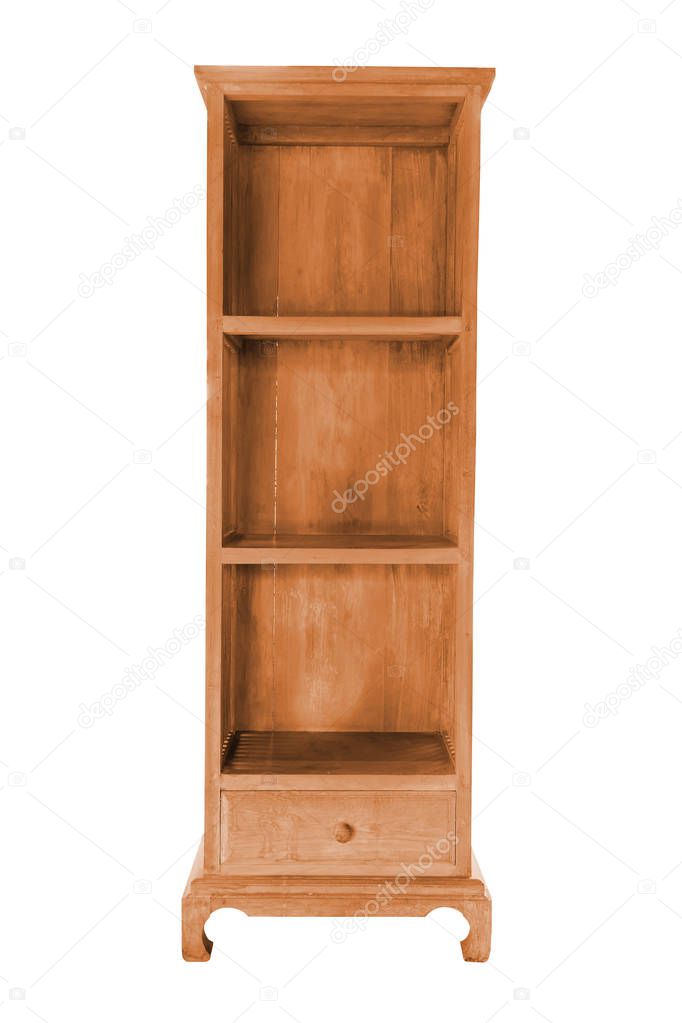 Empty wooden shelf.