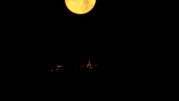 Moonset Doi Suthep Temple Chiang Mai Thailand Footage Acceleration — Stock Video