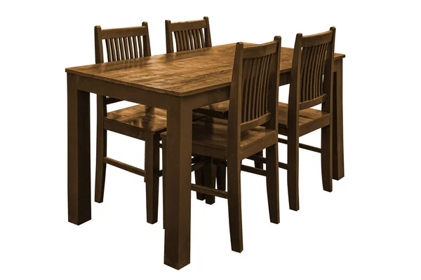 Conjunto de mesa de jantar de madeira . — Fotografia de Stock