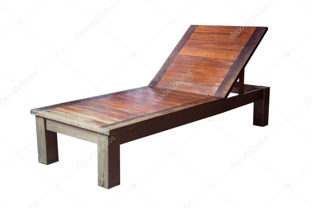 Wooden sunbed isolated.