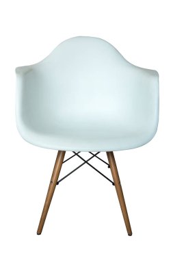 Ahşap ayaklı izole beyaz sandalye.