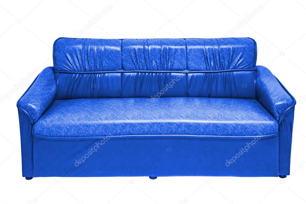 Vintage leather sofa isolated on white background