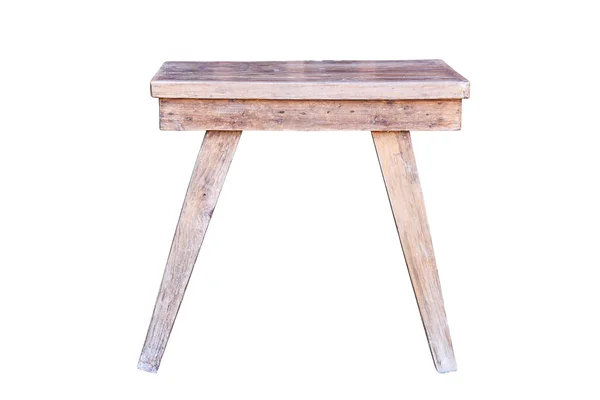 Vieille table en bois isolée sur fond blanc. — Photo