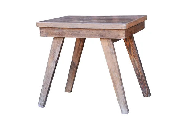 Starý dřevěný stůl izolované na bílém pozadí. — Stock fotografie