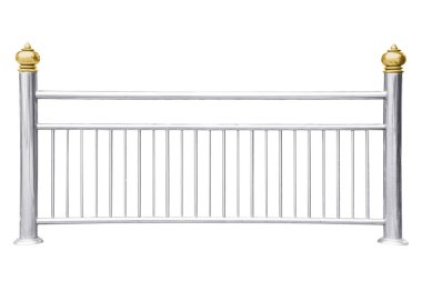 Paslanmaz çelik parmaklıklar beyazda izole edilmiş..