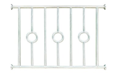 Paslanmaz çelik parmaklıklar beyazda izole edilmiş, kırpma yolu var..