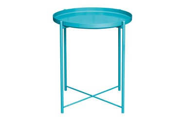 Çelikten yapılmış sehpa beyaz arka planda izole edilmiş, kırpma yolu ile çalışıyor.