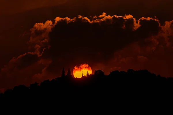 Beautiful Sunset Clouds Phra Doi Suthep Temple Landmark Destination Chiang — Stock Photo, Image