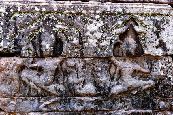 Kamienne Rzeźby Ścianach Świątyni Bayon Angkor Thom Siem Reap Kambodża — Zdjęcie stockowe