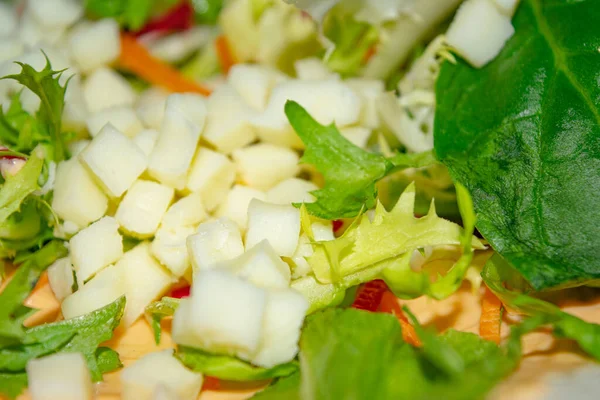 Ensalada Hojas Verduras Rodajas Salsa Pita Son Base Para Shawarma —  Fotos de Stock