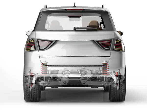 Suv rear suspension system in ghost effect. Back view. — Stock Photo, Image
