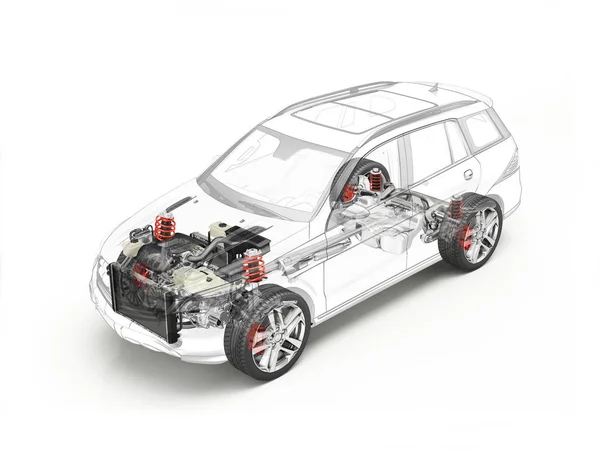 Малюнок Suv cutaway, що показує деталі нерухомості з доступом — стокове фото