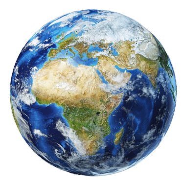 Dünya küre 3 boyutlu illüstrasyon. Afrika ve Avrupa.