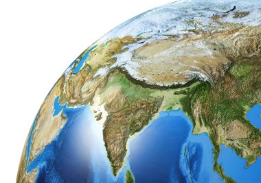 Asya bölgesinin Dünya küresi yakın çekim alanı.
