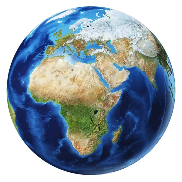 Maan maapallo 3d kuva. Afrikka, Aasia ja Eurooppa näkymä . — kuvapankkivalokuva