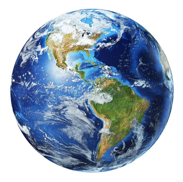 Tierra globo 3d ilustración. Norteamérica y Sudamérica compiten — Foto de Stock