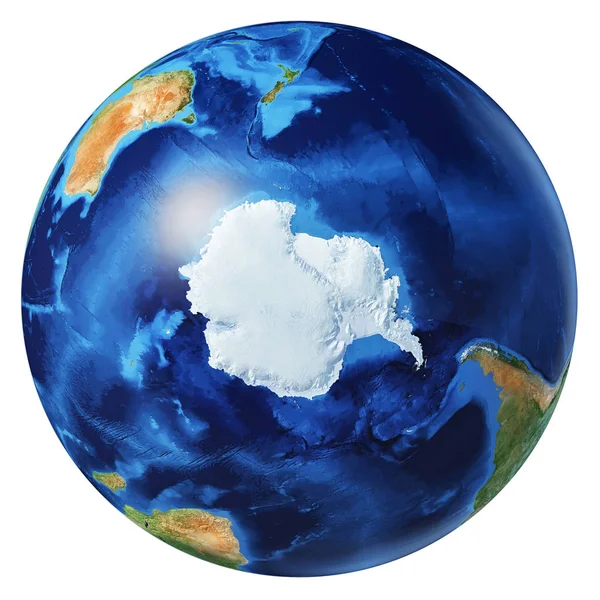 Tierra globo 3d ilustración. Vista antártica . — Foto de Stock