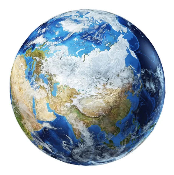 Globe terrestre illustration 3D. Asie Vue du Nord . — Photo
