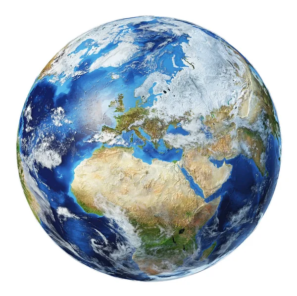 Ilustracja kuli ziemskiej 3D. Widok Europy. — Zdjęcie stockowe