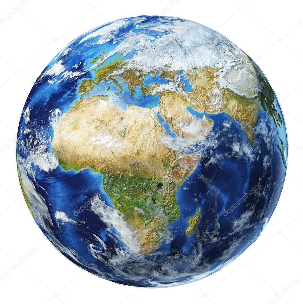 Earth globe 3d illustration. Africa and Europe view.