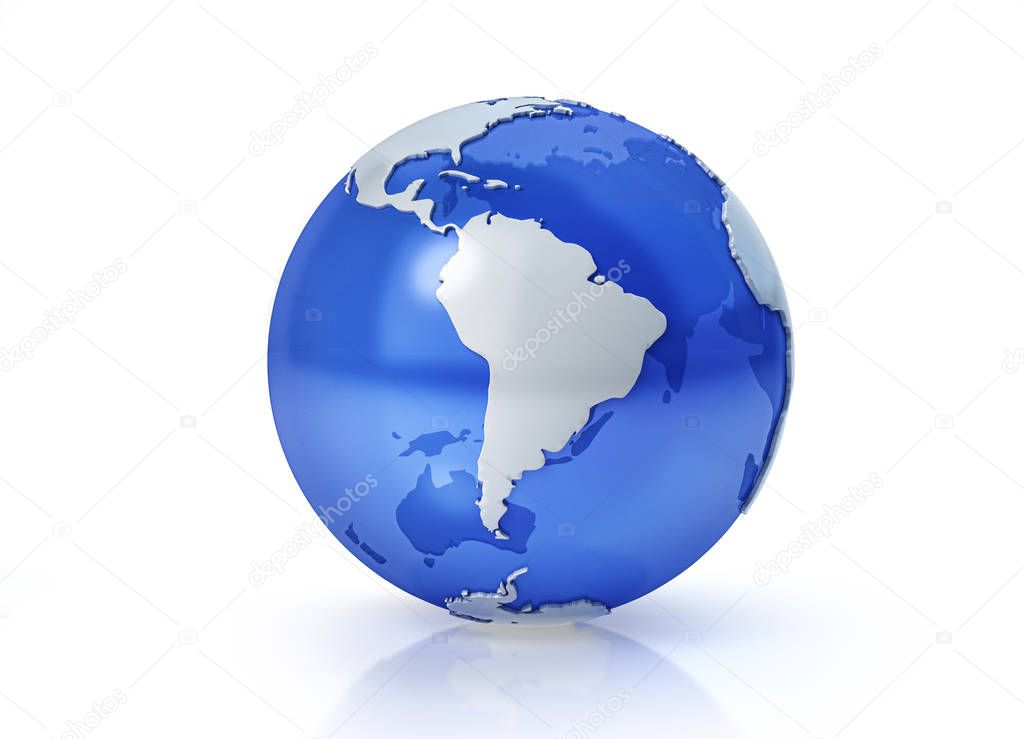 Earth globe stylized. South America view.
