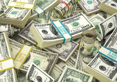 Para için. Karışık Usd banknotları.