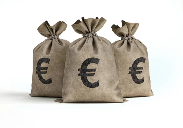 Bolsas de dinero. Tres con signo de euro . — Foto de Stock