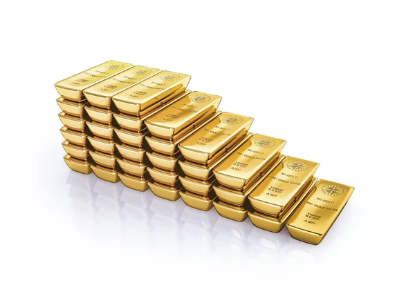 Ingots gold bars stacked. — 스톡 사진