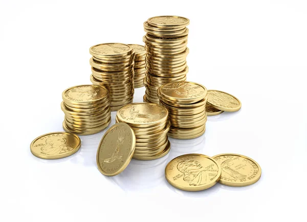 Λεφτά. Χρυσά νομίσματα δολαρίων. — Φωτογραφία Αρχείου